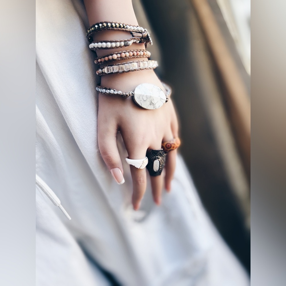 OOAK Artisan Multi-Wrap Bohemia Bracelet Necklace Howlite Jasper